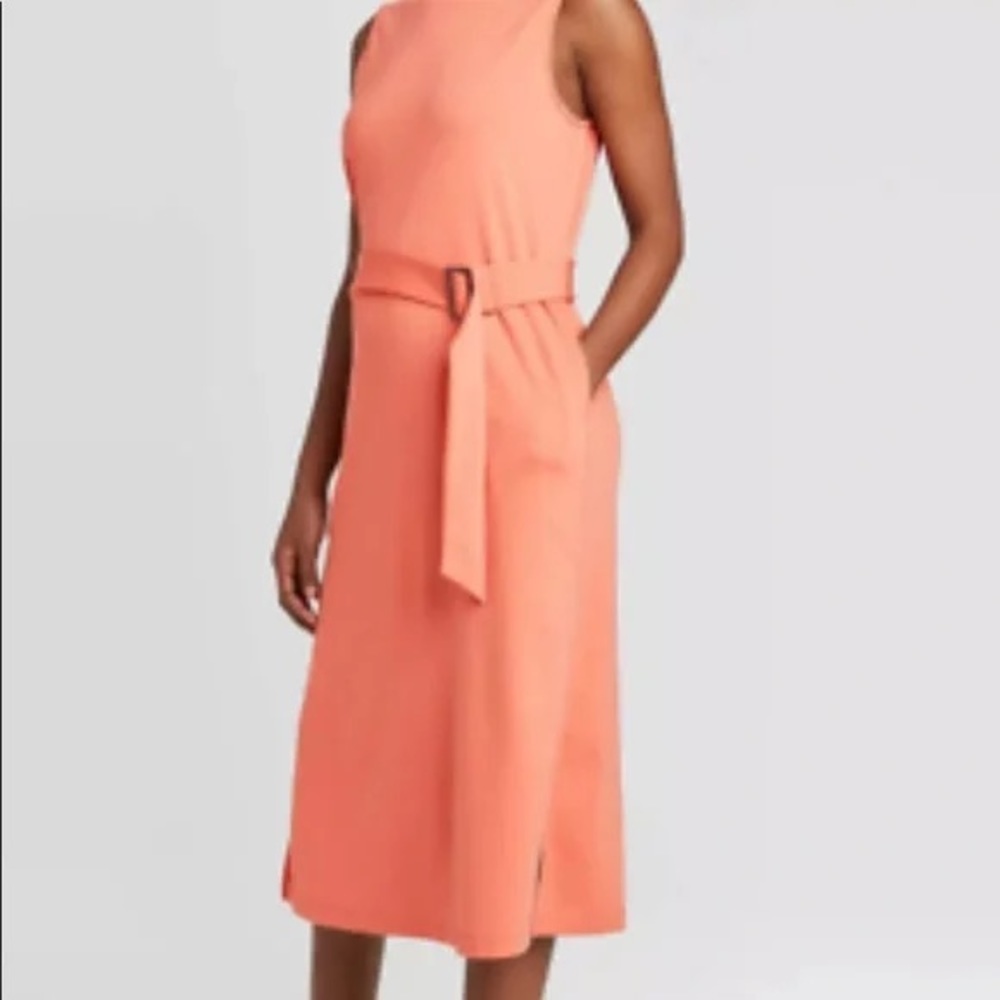 NWT Prologue Orange Mock Neck MIDI Dress Size XS